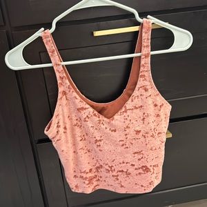 Pink crushed velvet align cropped tank bra size 4 lululemon